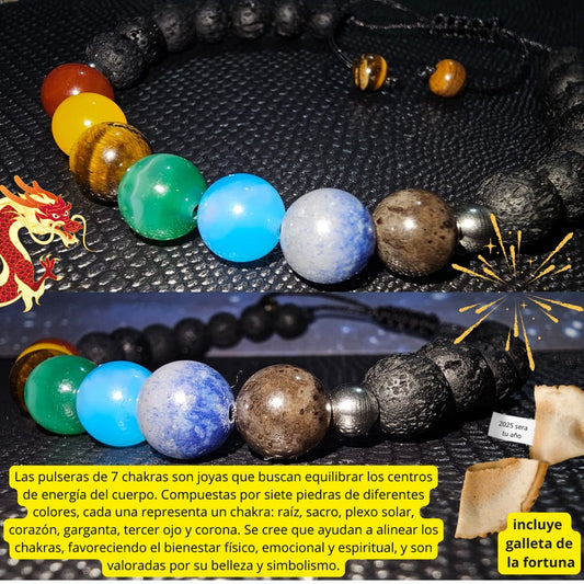 Pulsera 7 Chakras con Piedras Naturales + Galleta de la Fortuna